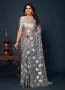 Sari en mélange de soie Narayanpet pour femme, imprimé floral traditionnel KV, sans plis, réversible, séchage rapide, pour l'automne et les mariages - Product Image 6