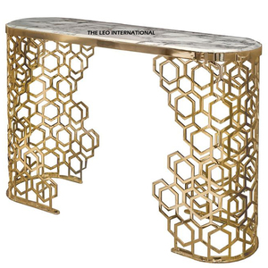 Finest Quality <b>Gold</b> Finished Stainless Steel Metal Console Table <b>Furniture</b> For Indoor Decor Novelty Gift - Product Image 4