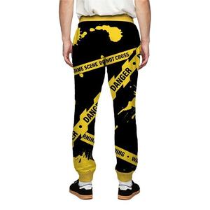 Men's Printed Sweatpants Black Yellow Danger Tape Pattern Elastic Waist Drawstring Casual Joggers Sublimation Design Summer Wear - Product Image 2