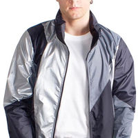 KICKKOK ENTERPRISES Veste de sport Hip Hop imperméable et coupe-vent pour homme, gris, polyester/nylon, fermeture éclair, col montant, coupe régulière