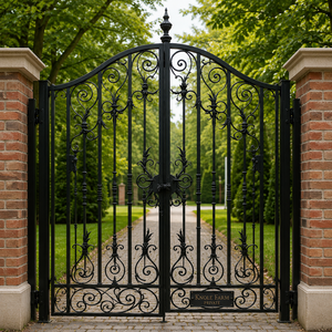 Transform your entry with durable custom wrought iron <b>gates</b> designed for ultimate home security and classic architectural style! - Product Image 4