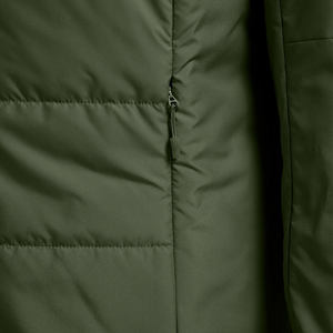 Blouson matelassé vert à capuche pour homme, col montant, fermeture éclair frontale, coupe-vent, décontracté, hiver, rembourrage épais en polyester - Product Image 4