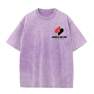 T-shirt délavé à l'acide pour homme, en coton, col rond, manches courtes, style vintage, streetwear décontracté, logo personnalisé, coupe oversize, vente en gros OEM - Product Image 1