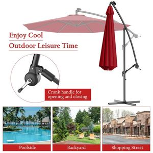 10 Voet Patio Paraplu Met Zwengel En Zonne-Verlichting Met Productcategorie Patio Parasols En Bases - Product Image 5