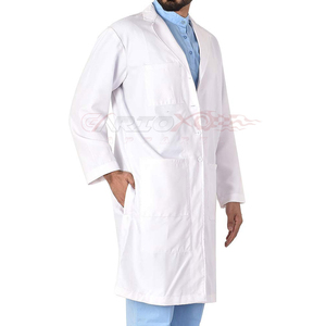 Wholesale Custom Woven Cotton Long Sleeve Medical Lab Coat for <b>Doctors</b> Nurses Pharmacist-Unisex Hospital Uniforms White - Product Image 2