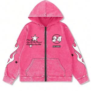 Sweat-shirt à capuche personnalisé avec impression de lettres, sweat-shirt rouge graphique amusant automne/hiver, sweat-shirt à fermeture éclair hip-hop - Product Image 1