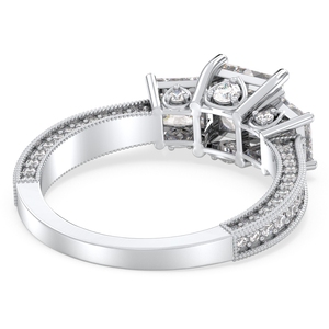 Bague de fiançailles REYES élégante à trois pierres en moissanite taille princesse, en argent sterling 925 pavé, cadeau d'anniversaire, bijoux fins - Product Image 4