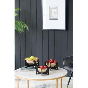 Ensemble de 3 bols modernes avec supports en métal noir, vaisselle polie faite à la main pour offrir en cadeau - Product Image 3
