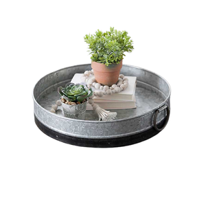 Plateau de service en chocolat au design magnifique, de forme ronde galvanisée, pour desserts et aliments, pour utilisation en restauration. - Product Image 1