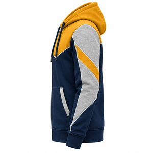 Benefit Enterprises <b>Men's</b> Outerwear Hooded Zip-Up Sweatshirt Color Blocking Design Front Logo Regular Fit Casual Autumn Wear - Product Image 4