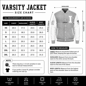 Veste universitaire classique noire texturée avec manches crème, patch en chenille lettre R, en laine premium, fermeture à boutons-pression, style Letterman - Product Image 6