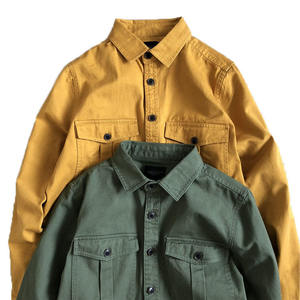 เสื้อเชิ้ตแขนยาวผู้ชายทรงปกติ สีพื้น ผ้าฝ้ายทอ 100% สีเขียว สวมใส่สบายๆ - Product Image 3