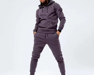 Conjunto Deportivo de Dos Piezas para Hombre, Sudadera con Capucha de Color Sólido, Corte Ajustado, Estilo Casual, con Logotipo Personalizado - Product Image 1