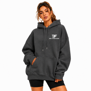 Vente en gros de sweats à capuche unisexe surdimensionnés et épais en coton lourd avec logo personnalisé, et sweats à capuche pour femmes en molleton épais - Product Image 4