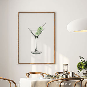 Festive Wall Decoration, Martini <b>Cocktail</b> Glass Illustration Artwork, Modern Bar Wall Art <b>Print</b> for Kitchen - Product Image 3