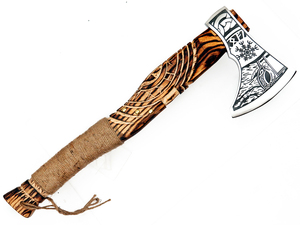 Hache de Viking en acier à haute teneur en carbone, forgée à la main, manche en bois de frêne, cadeau de luxe pour les amateurs de Vikings, design médiéval - Product Image 2