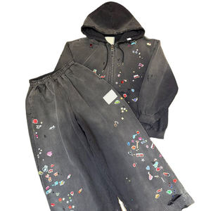 Conjunto de Sudadera y Pantalones Deportivos Personalizados de Fabricante, Estilo Urbano, Felpa Francesa, Lavado Ácido Vintage, Cierre de Cremallera, Estilo Desgastado, para Hombre, Invierno - Product Image 1