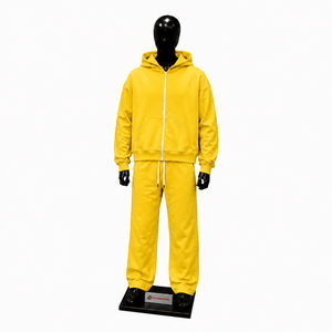 <b>Yellow</b> Tracksuit Set Mens Premium Full Zip <b>Hoodie</b> And Jogger Pants Two Piece Outfit Casual Streetwear Athletic Sportswear - Product Image 1