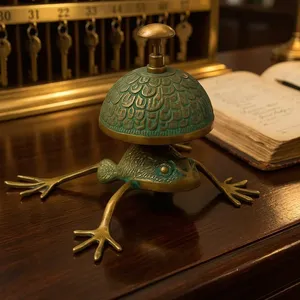 Cloche d'appel en métal en forme de grenouille avec dôme décoratif, cloche de service vintage pour la réception d'hôtel, la restauration, le bureau, la décoration - Product Image 2
