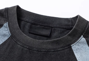 เสื้อยืดคอกลมแขนสั้นลายพิมพ์ดิจิทัลสไตล์วินเทจทรงโอเวอร์ไซส์ผ้าฝ้าย 100% แต่งลายปะติดแบบแอซิดวอชพร้อมโลโก้แบบใหม่สำหรับฤดูร้อน - Product Image 4