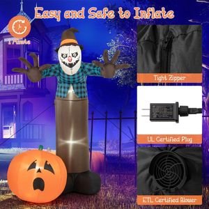 Decorazioni Gonfiabili di Halloween da 2,1 m per Giardino: Spaventapasseri Infestato con Fantasma di Zucca e Luci LED Integrate - Product Image 6