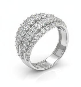 Anillo de Diamantes Redondos para Mujer, Diamantes Naturales y Cultivados en Laboratorio - Product Image 2