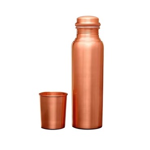 Nouvelle bouteille d'eau en cuivre au design minimaliste, portable, pour les voyages, avec couvercle - Product Image 4
