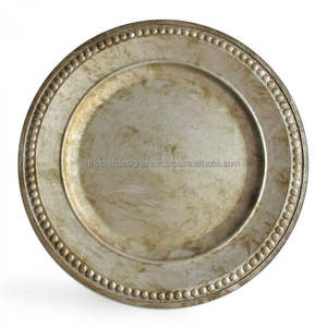 Assiette de présentation ronde de style classique 13 pouces, finition antique en étain, artisanat, plat de service pour aliments, fournitures pour événements, support OEM - Product Image 5