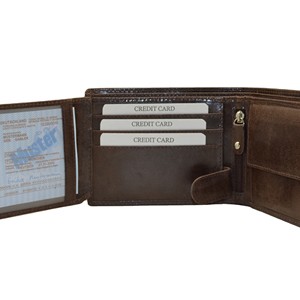 Men's Genuine Leather Slim <b>Wallet</b> Fold Closure Minimalist Design Brown Color Daily Use - Product Image 5