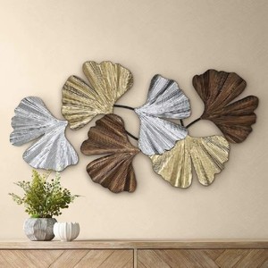 New Arrival Modern Metal Wall Sculpture Floral Design Gold Finish Contemporary Home Decor for Bedroom Wall Art - Product Image 5