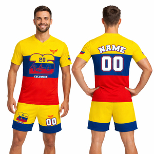 ชุดฟุตบอลสไตล์โคลอมเบียแบบกำหนดเองสำหรับผู้ชาย ชุดยูนิฟอร์มฟุตบอลปี 2026 ระบายอากาศได้ดี แห้งเร็ว ชุดฝึกซ้อม ขายส่ง - Product Image 1