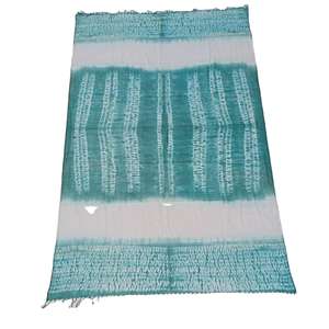 À la mode solide bleu Shibori cravate-matrice numérique imprimé 100% foulards pour femmes en lin modal extrêmement doux, Texture élégante à vendre - Product Image 6