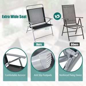 Ensemble de 3 chaises pliantes en métal pour l'extérieur, meubles de patio, durables et portables - Product Image 3