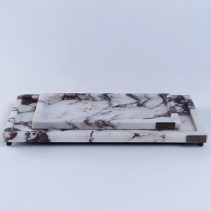 Plateau de service élégant en marbre avec bords raffinés pour une manipulation sûre et une utilisation durable dans les restaurants et les cafés - Product Image 3