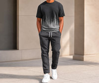 Conjunto Deportivo Informal de Verano Unisex, Ligero, de Secado Rápido, de Poliéster, Transpirable, con Cuello Redondo, Camiseta Estampada de Manga Corta y Pantalones Largos