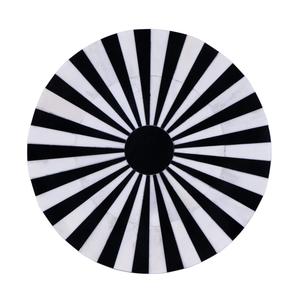 Table d'appoint contemporaine à rayures avec motif géométrique audacieux, colonne centrale élégante et plateau surélevé pour bars - Product Image 4