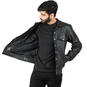 Veste en cuir longue stylée pour hommes la plus vendue en différentes couleurs au prix Veste en cuir - Product Image 4