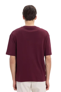 T-shirt en coton uni surdimensionné pour homme, manches courtes, col rond, jersey décontracté, design uni, longueur normale - Product Image 2