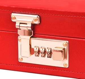 Custom Luxury Masonic Regalia Apron Carry Case Red Leather Briefcase with Secure Lock and Interior Organizer - Product Image 2