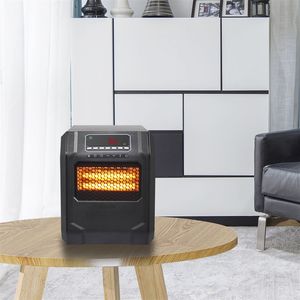 HT1188N Stufa Elettrica Digitale da 1500W con 4 Tubi al Quarzo Neri e Ventola in Metallo, Colore Nero - Product Image 1