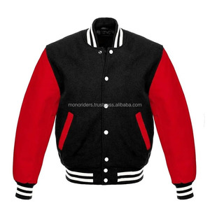 Veste universitaire sur mesure MONO RIDERS MR-VJ-14 - Extérieur en cuir véritable, col rond, rembourrage 100% polyester, construction sans couture - Product Image 5