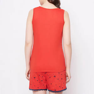 Soft Breathable Lounge Set <b>Women</b> Sleeveless Shorts Set Chic Casual Home Outfit <b>Women</b> Sleeveless Shorts Set - Product Image 4