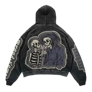 Custom Acid Washed Distressed Hoodie Oversized Boxy Fit Cropped Street Wear <b>Hoodies</b> for <b>Men</b> - Product Image 5