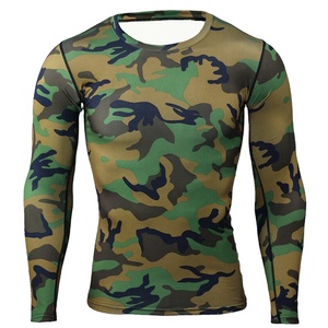 Custom Sublimated Compression Gym Shirts Long Sleeve BJJ Rashguard MMA <b>Mens</b> Rash Guard camo - Product Image 3