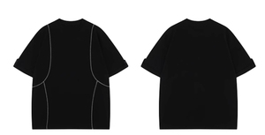 เสื้อยืดโอเวอร์ไซส์สีขาวผ้าฝ้ายแขนสั้นคอกลมแต่งขอบถักแบบเรียบง่ายสไตล์มินิมอลสำหรับผู้ชาย - Product Image 5