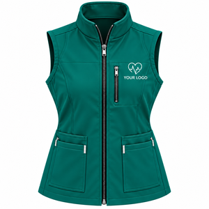 Gilet médical rose personnalisé avec logo brodé, sans manches, pour médecins, infirmières et personnel de santé, veste utilitaire - Product Image 4