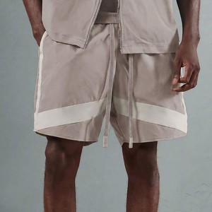 Quick-Dry Men's Summer Tech Casual Fitness Beige <b>Set</b> Short-Sleeve Zipper Jacket And Shorts <b>Set</b> Skin-Friendly Men Outerwear <b>Set</b> - Product Image 5