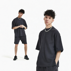 Camiseta de Manga Corta para Hombre, Talla Grande, Color Sólido, Tejida, Cuello Redondo, Casual, Transpirable - Product Image 1