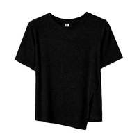 Nouveau design 2026 – T-shirt femme en coton 100 % de haute qualité, coupe classique, col rond, décontracté, respirant, anti-boulochage, avec ourlet incurvé