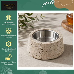 Bols pour chiens et chats en pierre naturelle de luxe, non toxiques, durables, élégants, écologiques, en travertin sculpté, personnalisables, vente en gros - Product Image 2